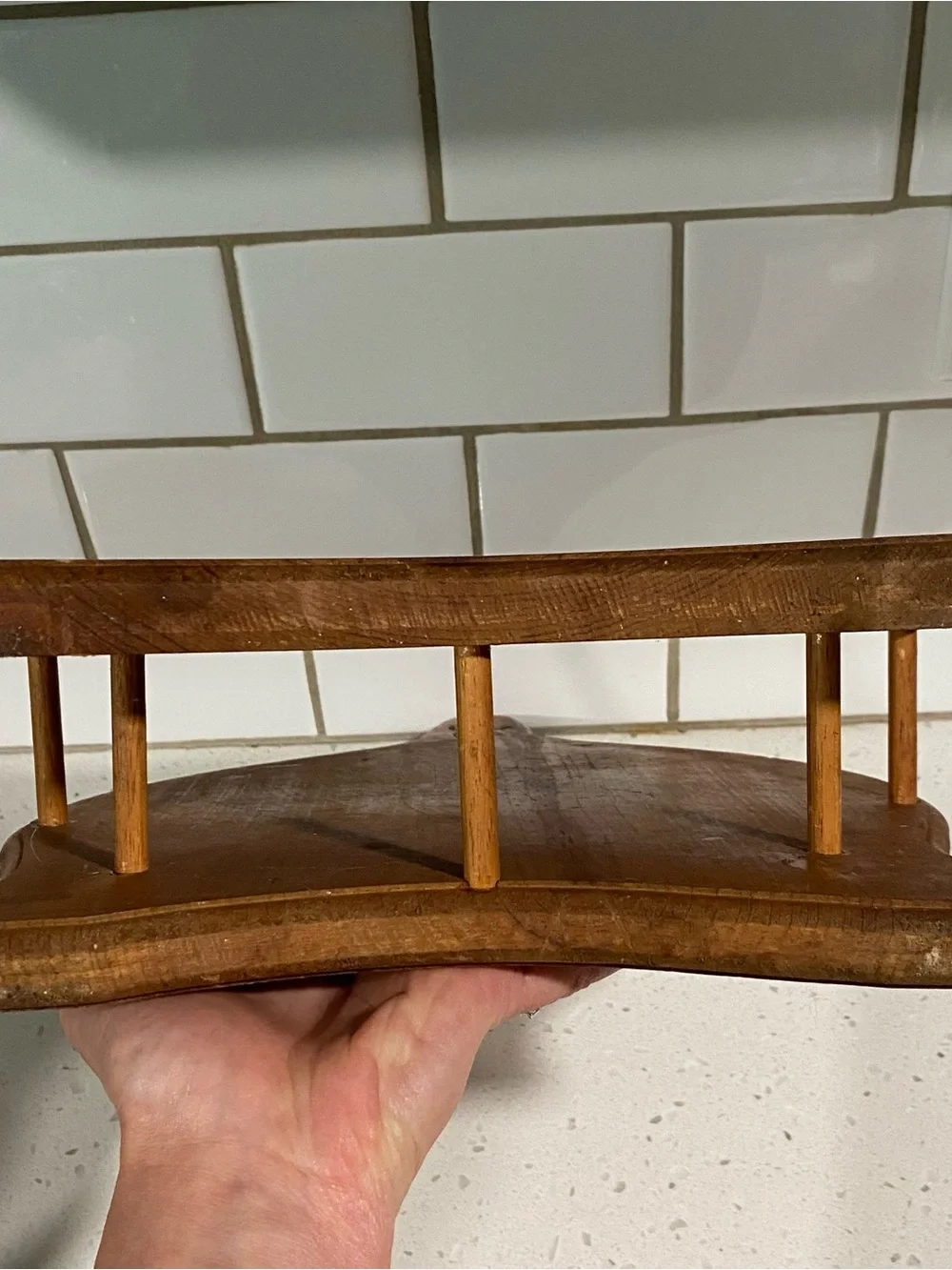 Vintage Wooden Wall Plate Pocket With Carved Rose Cottagecore